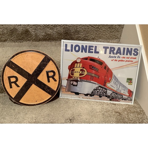 Lioness Other - Lionel Train Santa‎ Fe Railroad Retro Ad Poster Wall Art Decor Metal Tin Signs